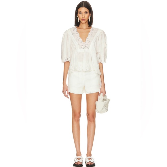 🌻🆕FREE PEOPLE Costa Eyelet Top-Bright White-Size Medium - Picture 10 of 16